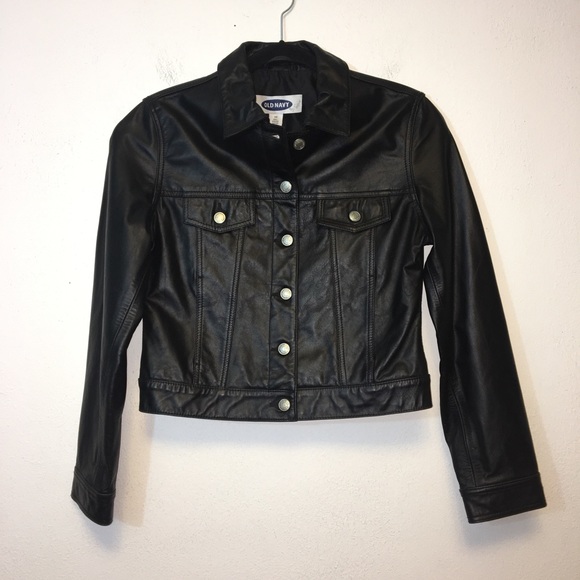 Old Navy Jackets & Blazers - Old Navy Black Leather Button Up Jacket